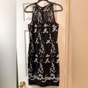 Betsey Johnson Floral Embroidered Lace Illusion Dress